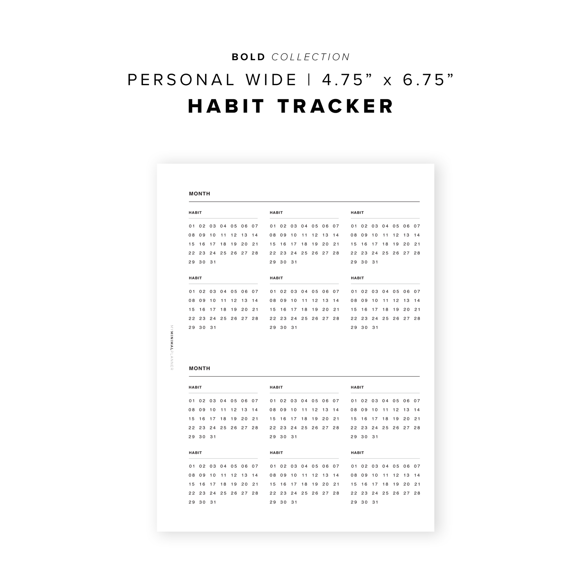 PR89 - Habit Tracker - Printable Insert