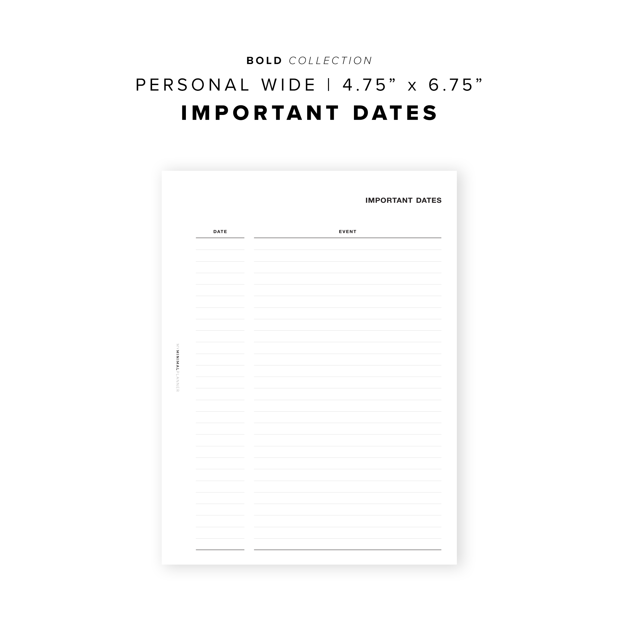 PR33 - Important Dates - Printable Insert