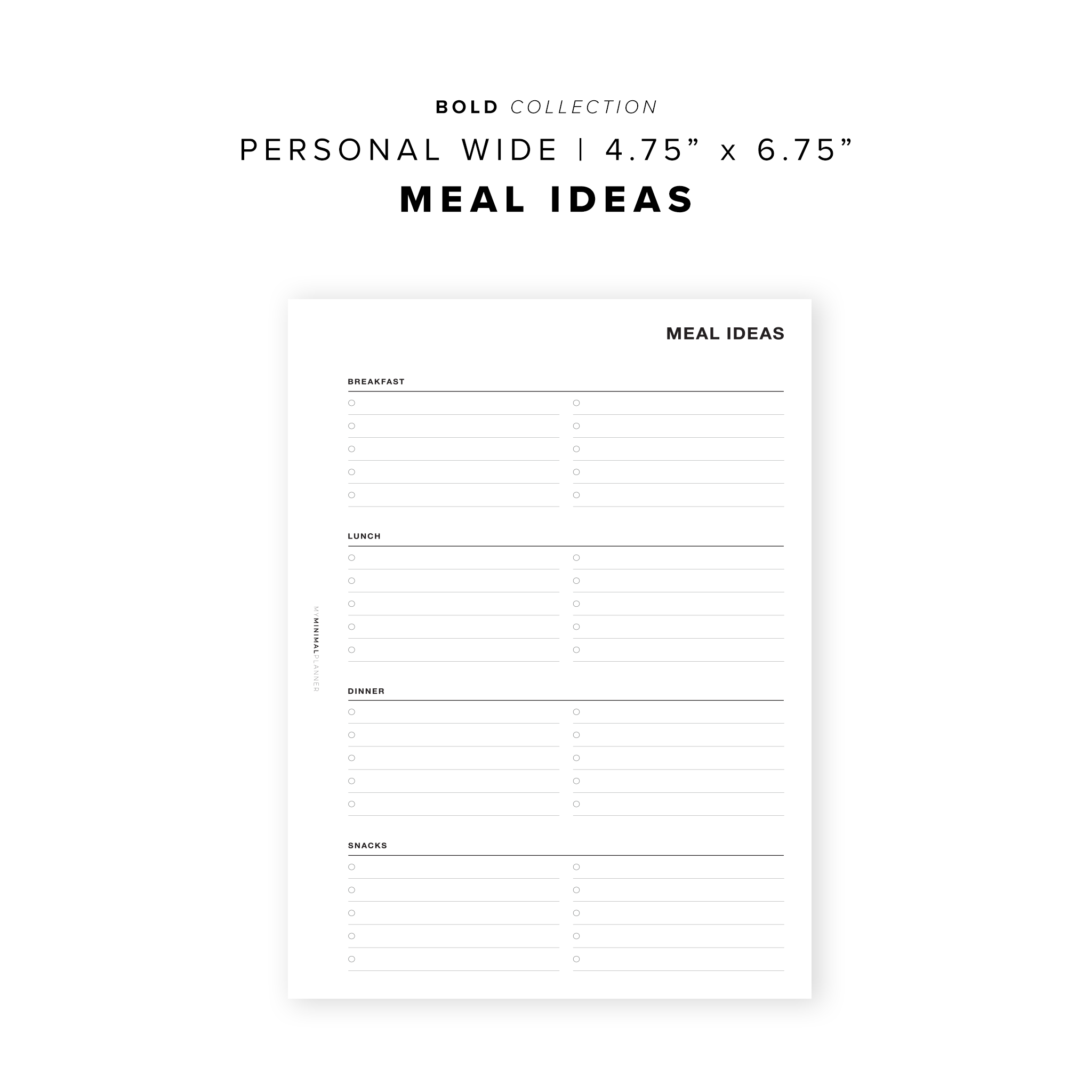 PR37 - Meal Ideas - Printable Insert