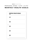 PR132 - Monthly Health Goals - Printable Insert