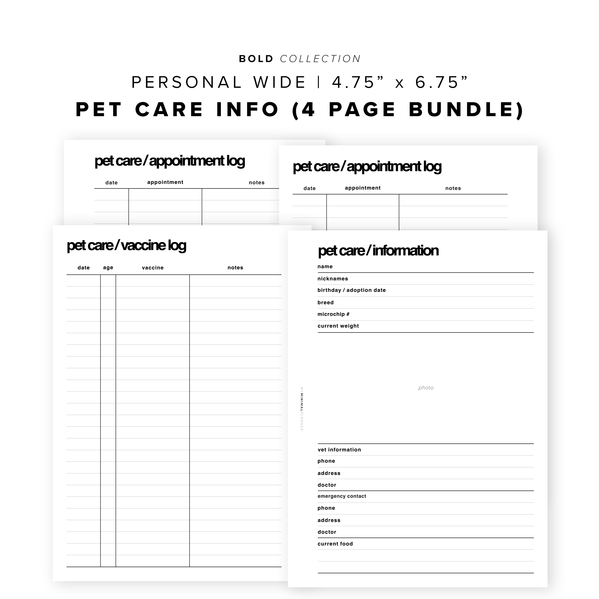 PR178 - Pet Care Information - Printable Insert