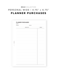 PR77 - Planner Purchases - Printable Insert