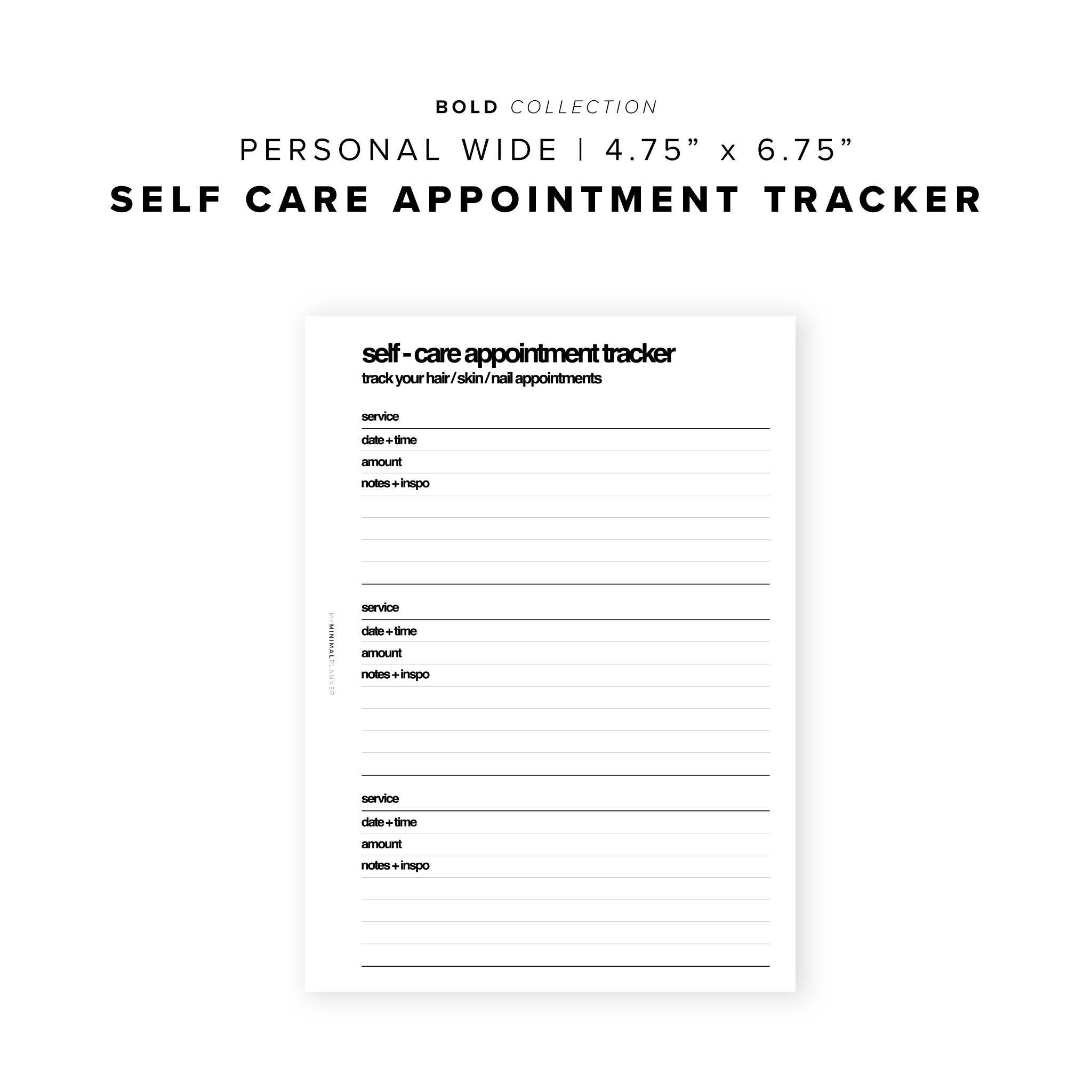 PR151 - Self Care Appointment Tracker - Printable Insert