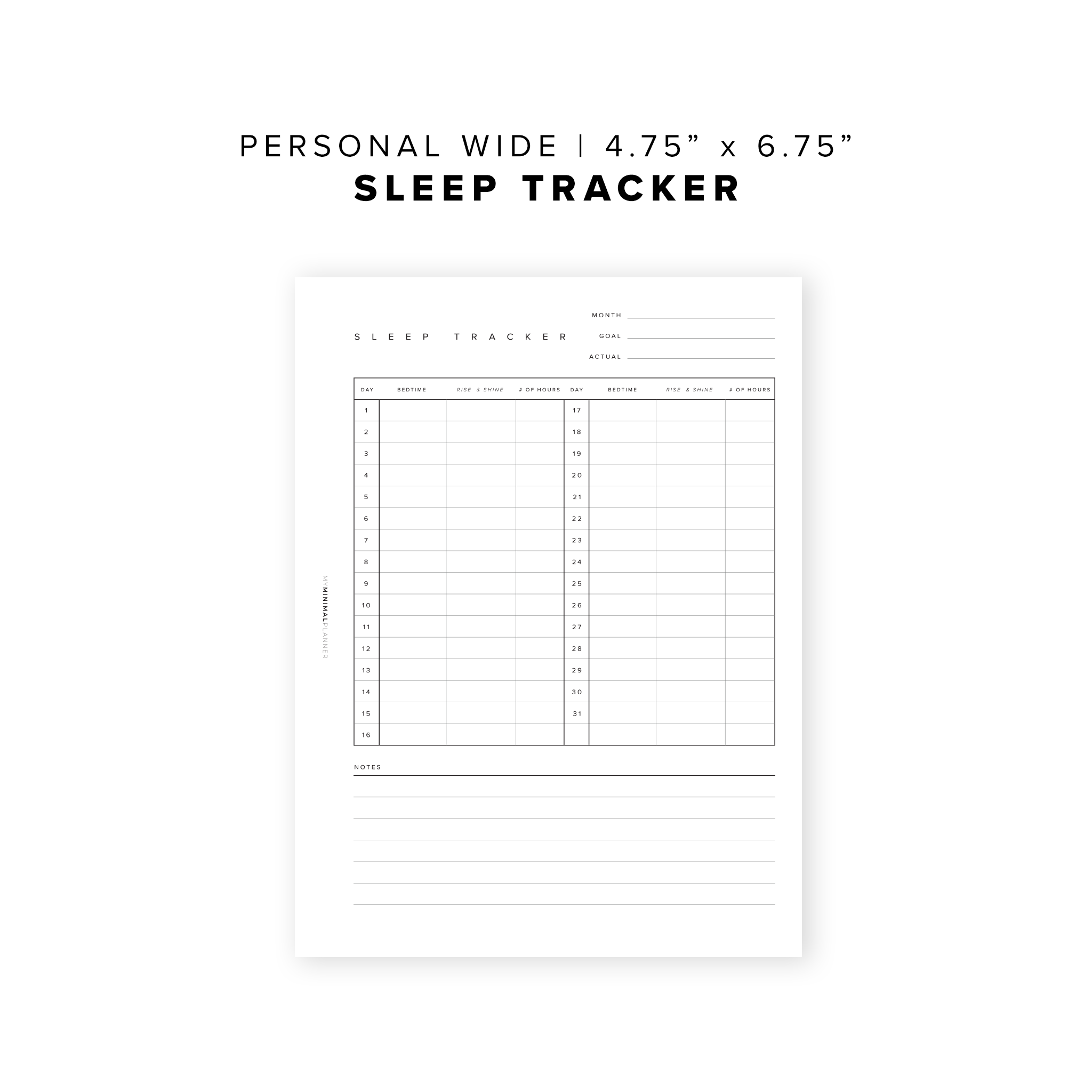 PR21 - Sleep Tracker - Printable Insert