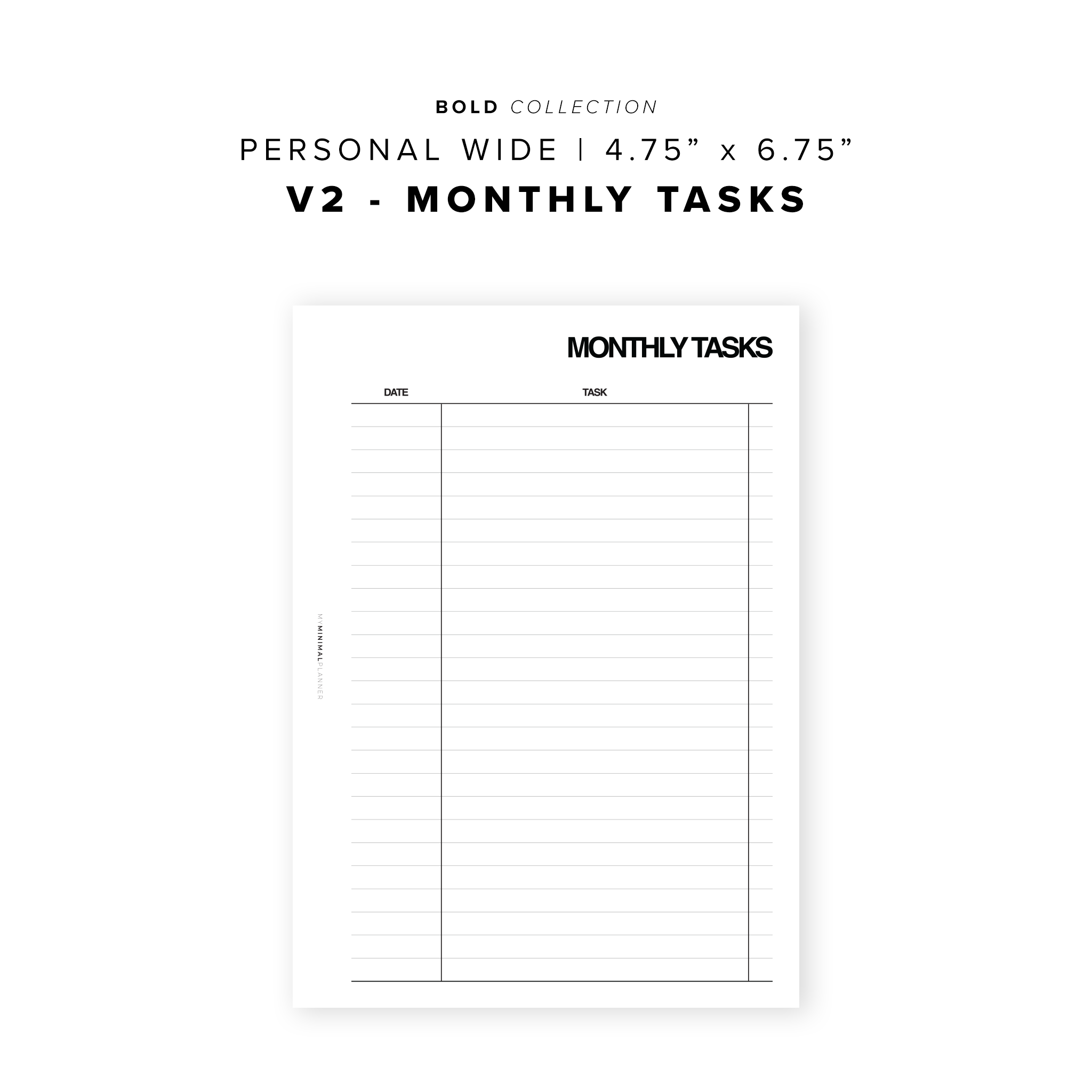 PR119 - Monthly Tasks (V2) - Printable Insert