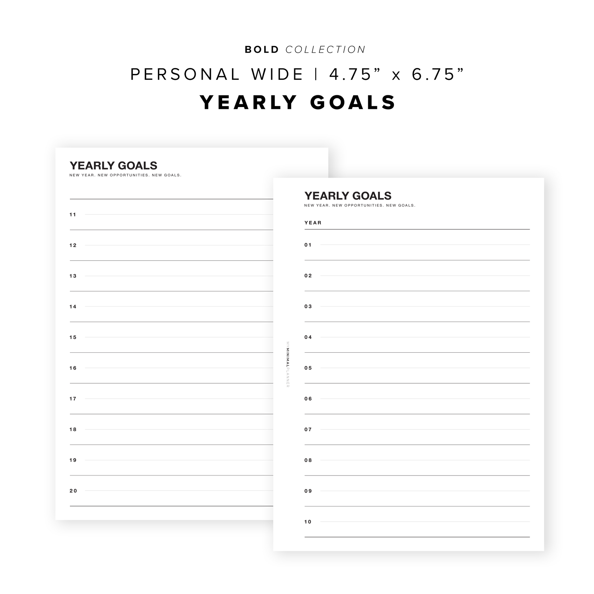 PR67 - Yearly Goals - Printable Insert – My Minimal Planner