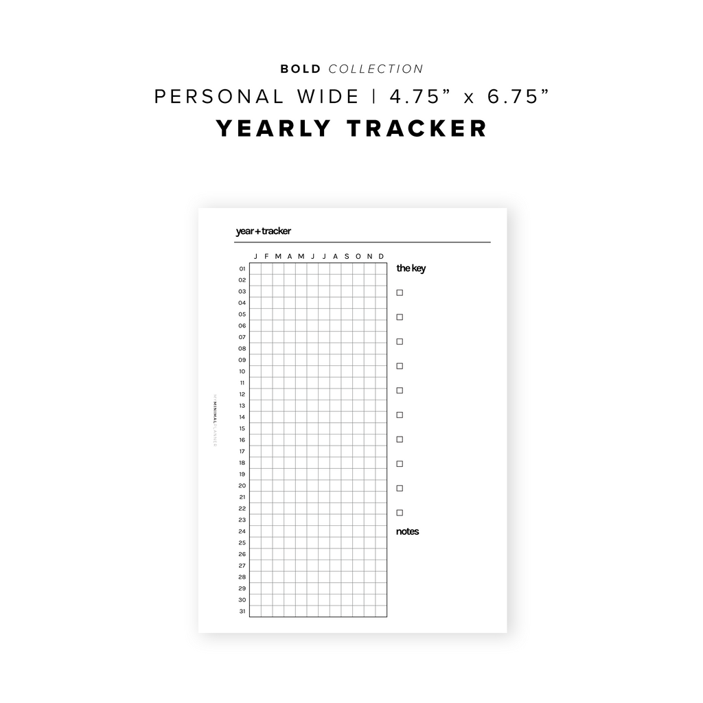 PR169 - Yearly Tracker - Printable Insert – My Minimal Planner