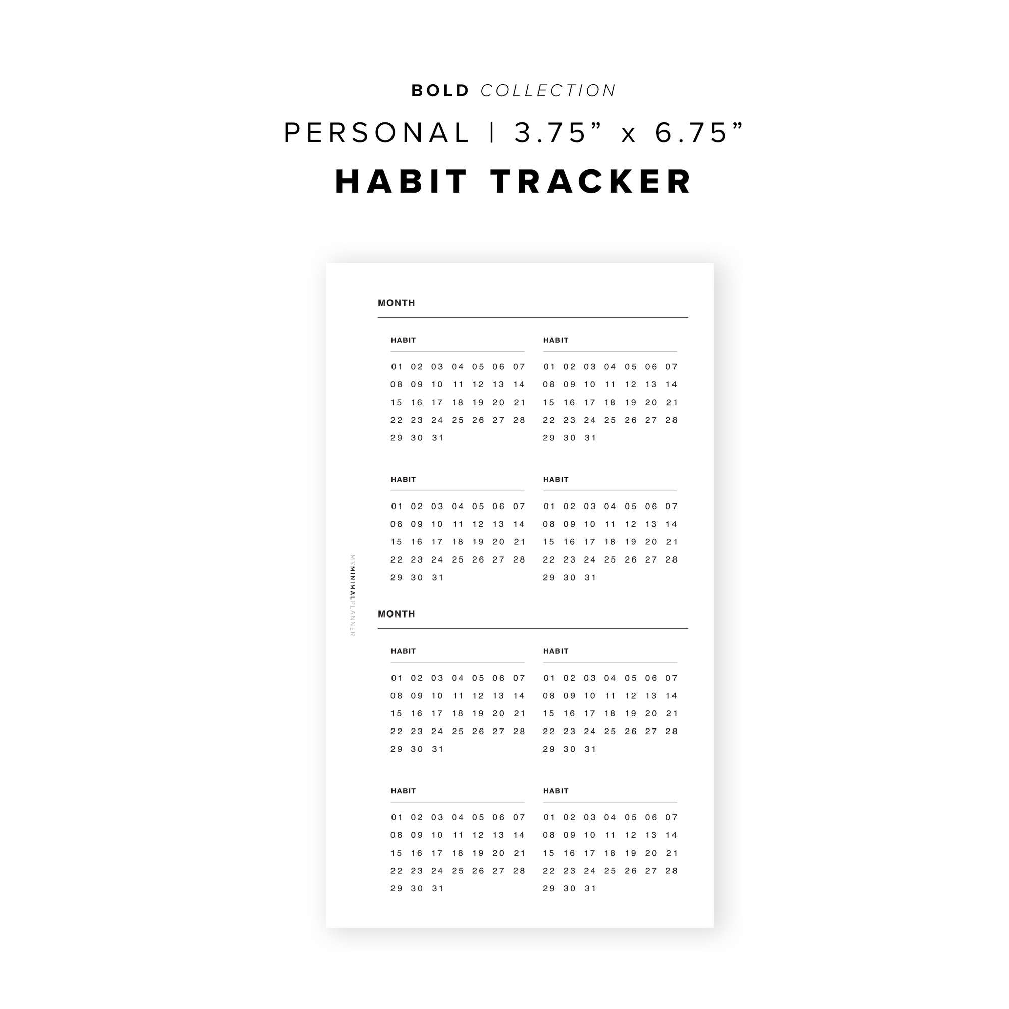 PR89 - Habit Tracker - Printable Insert