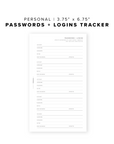 PR18 - Passwords and Logins Tracker - Printable Insert