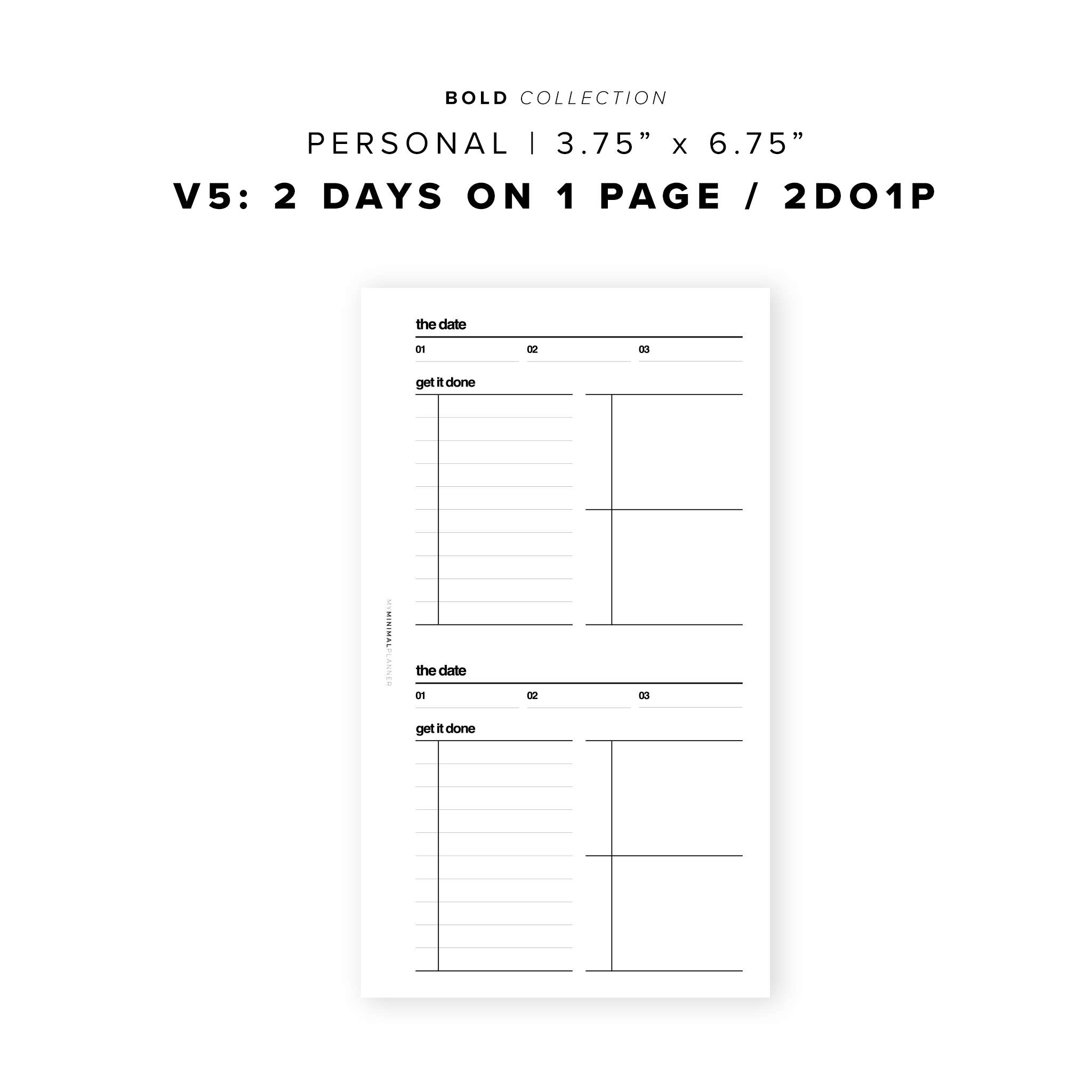 PR133 - V5: 2 Days on 1 Page / 2DO1P - Printable Insert