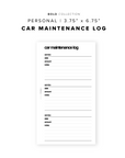 PR150 - Car Maintenance Log - Printable Insert