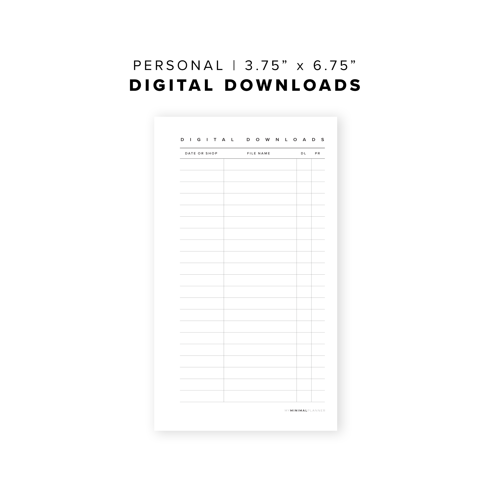 PR06 - Digital Downloads - Printable Insert