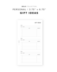 PR211 - Gift Ideas - Printable Insert