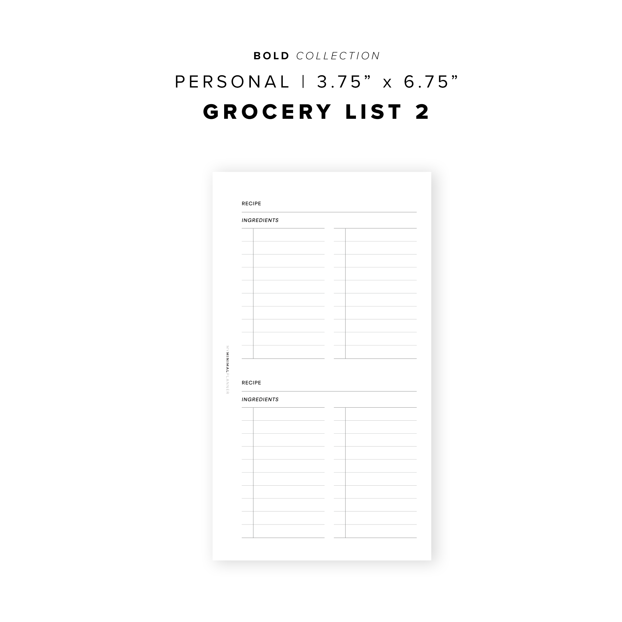 PR184 - Grocery List 2 - Printable Insert