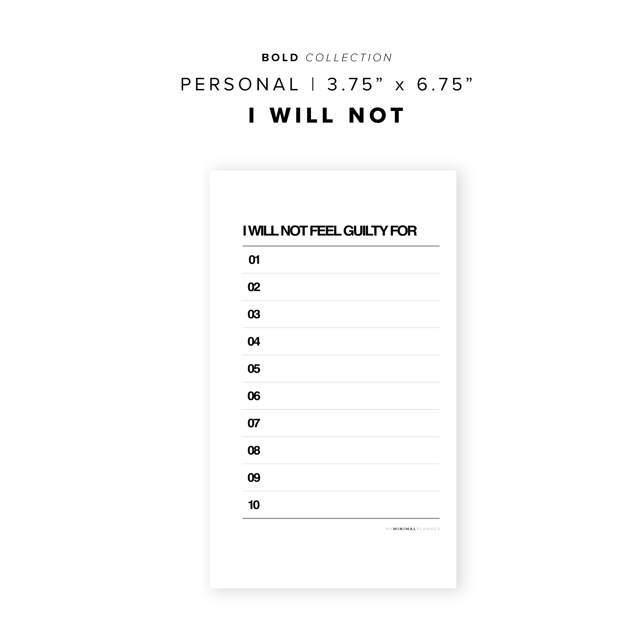 PR124 - I Will Not - Printable Insert