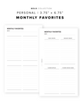 PR83 - Monthly Favorites - Printable Insert