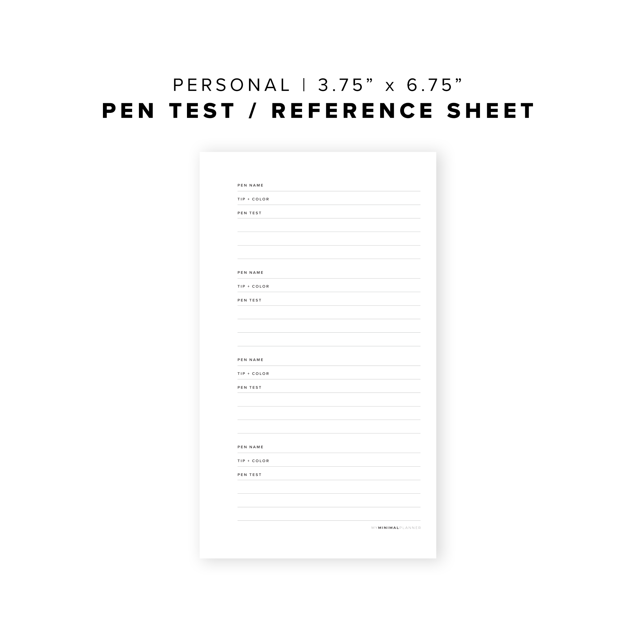 PR19 - Pen Test / Reference Sheet - Printable Insert