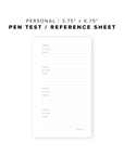 PR19 - Pen Test / Reference Sheet - Printable Insert