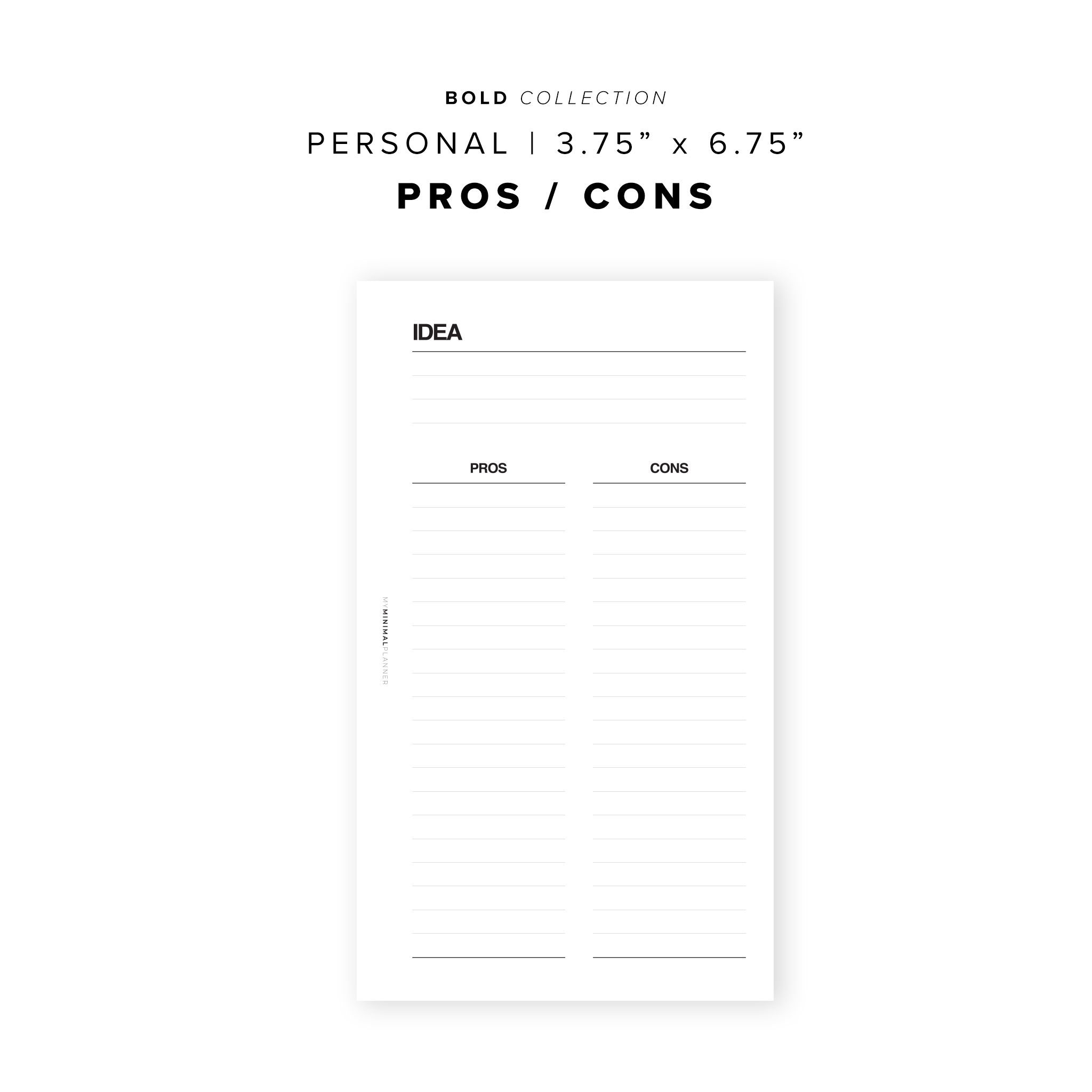 PR101 - Pros / Cons - Printable Insert