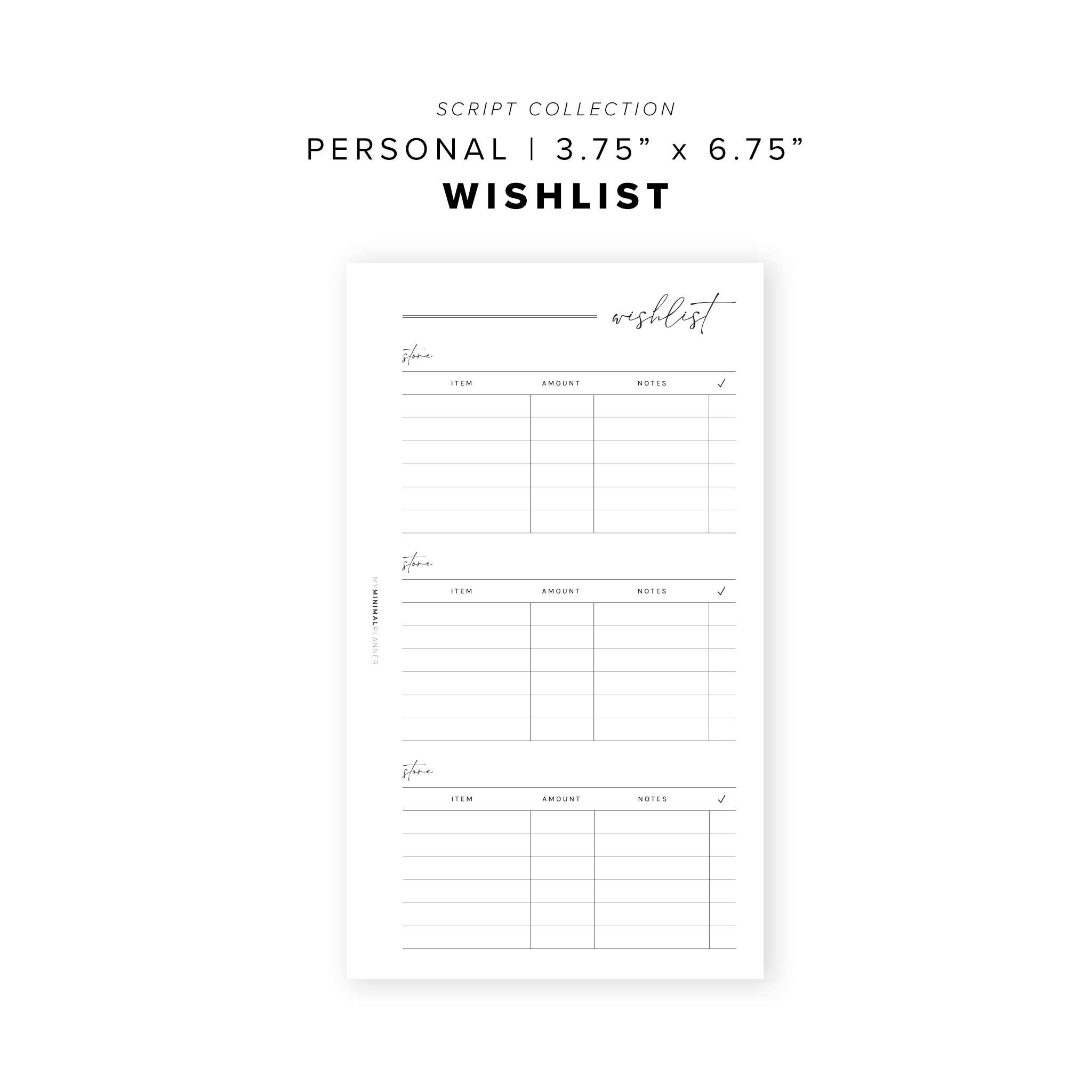 PR52 - Script Wishlist Tracker - Printable Insert