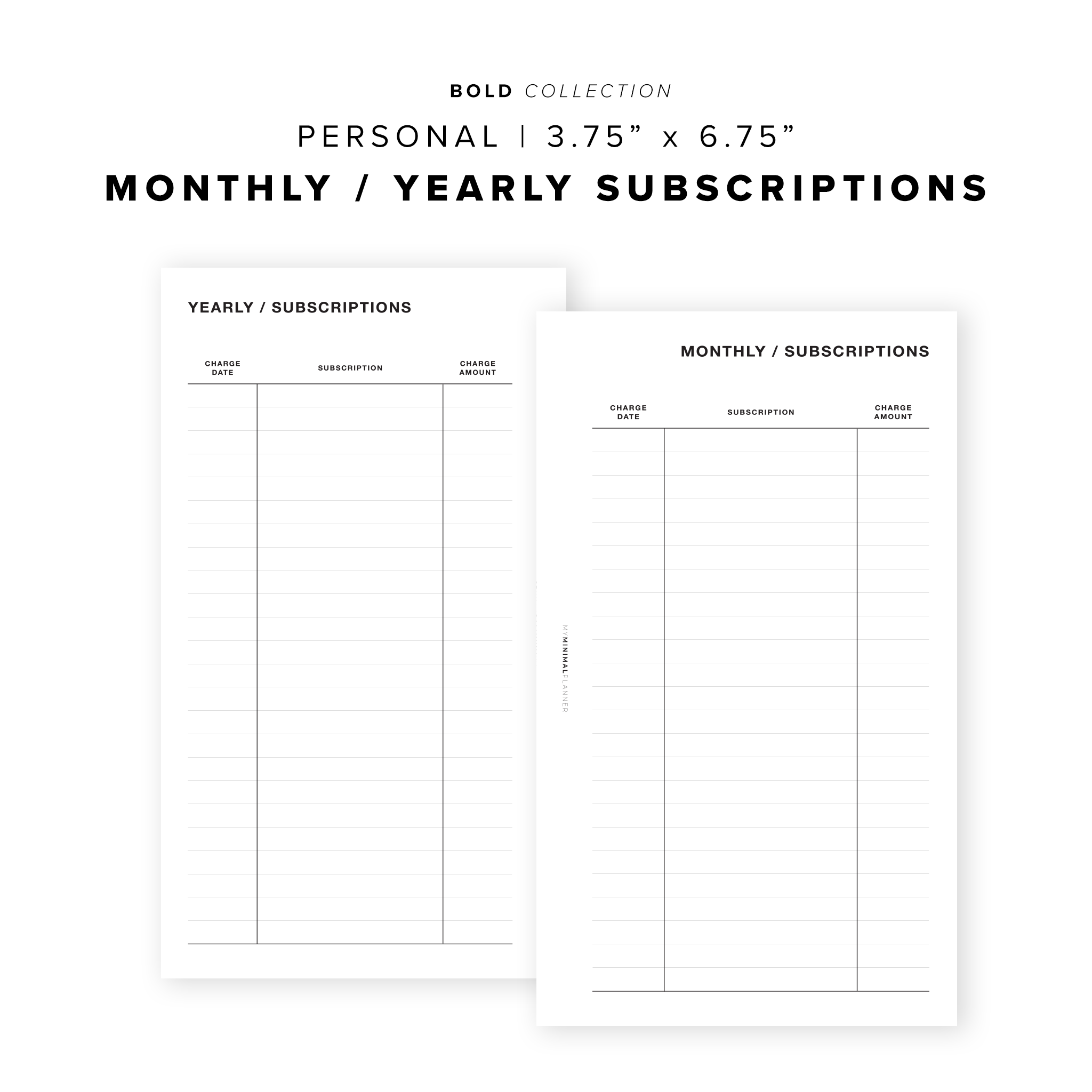 PR58 - Monthly / Yearly Subscriptions - Printable Insert