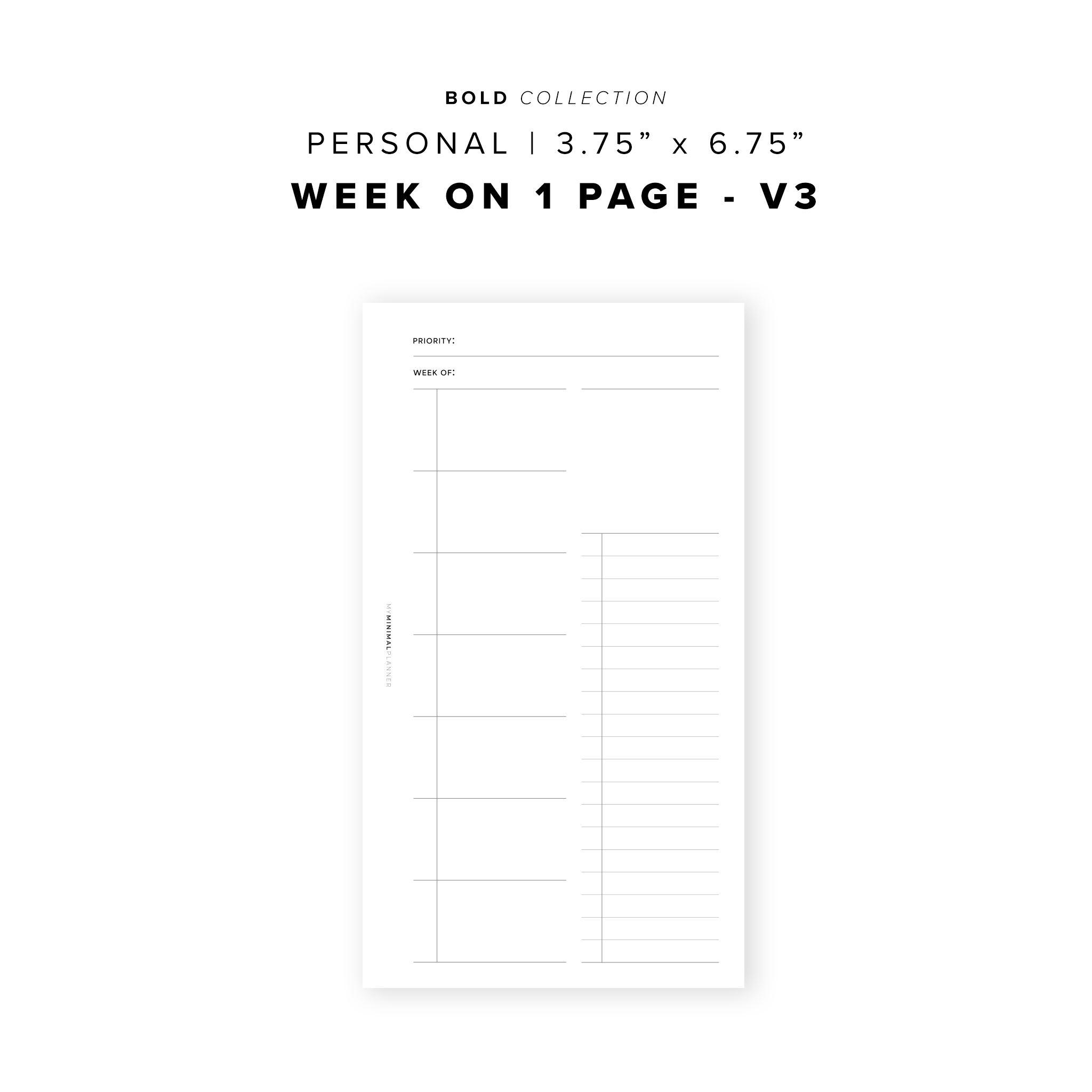 PR206 - Week on 1 Page / WO1P V3 - Printable Insert