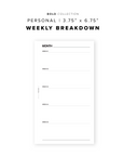 PR88 - Weekly Breakdown - Printable Insert