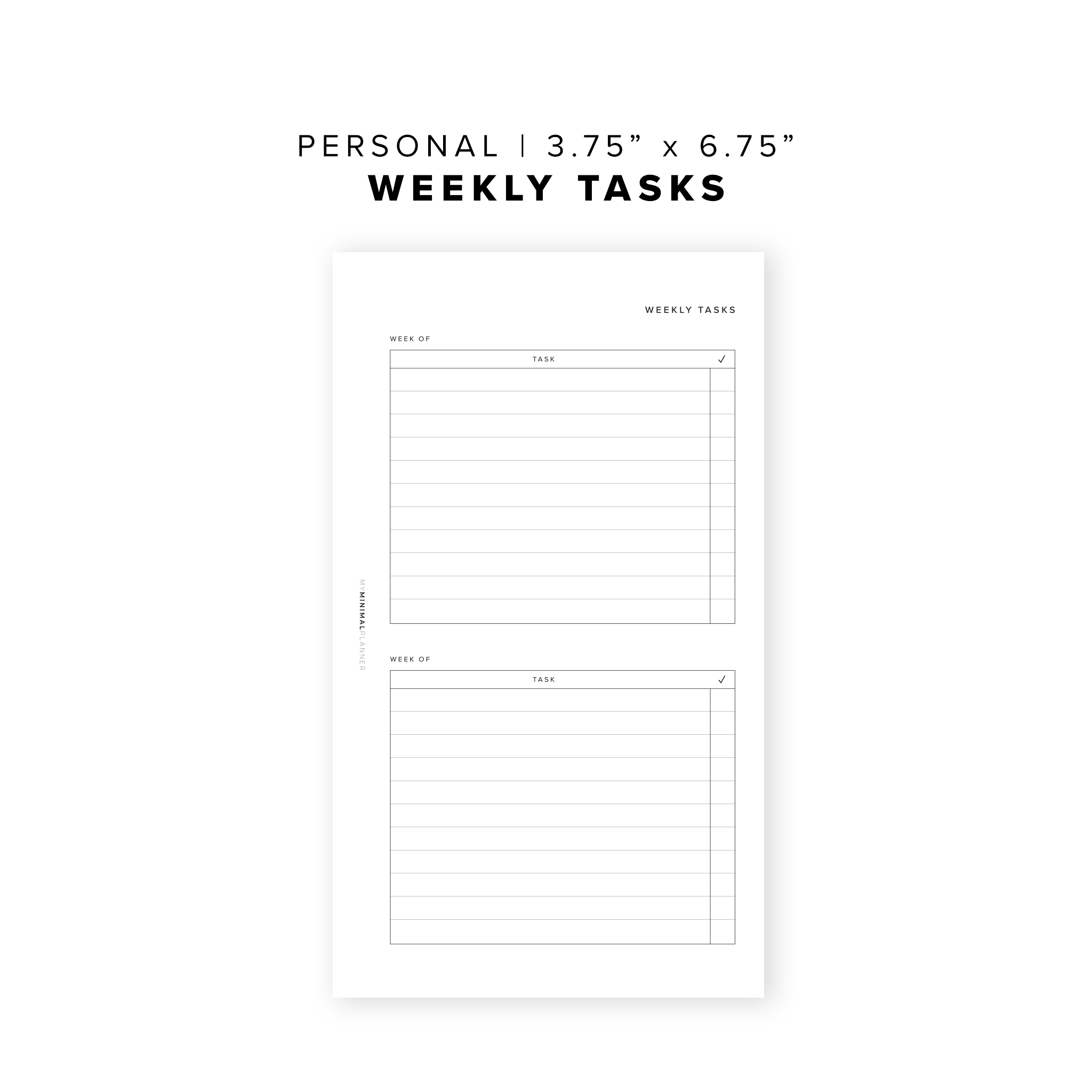 PR25 - Weekly Tasks List - Printable Insert
