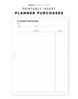 PR77 - Planner Purchases - Printable Insert