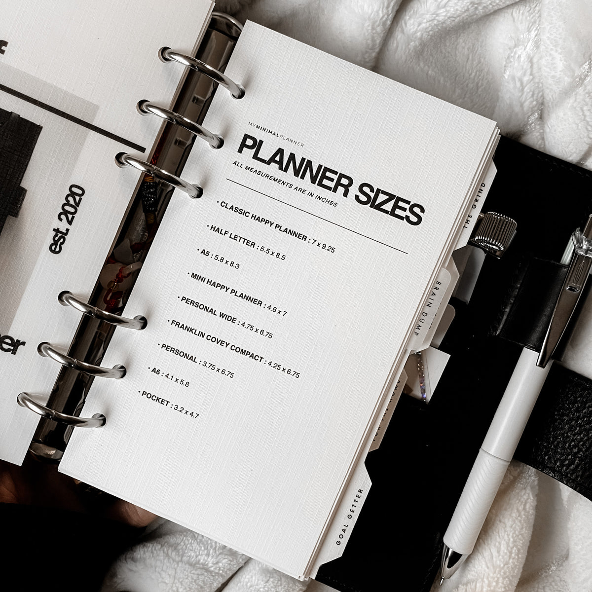 Planner Size Reference PRD98 - Planner Sizes - Printable Dashboard – My Minimal Planner