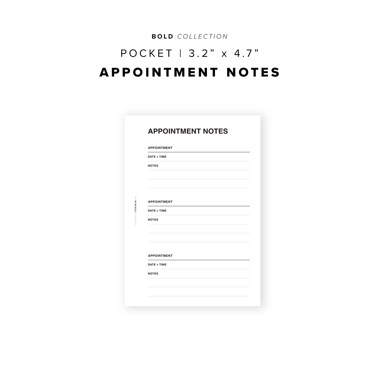 Appointment Informations Notes PR98 - Appointment Notes - Printable Insert – My Minimal Planner