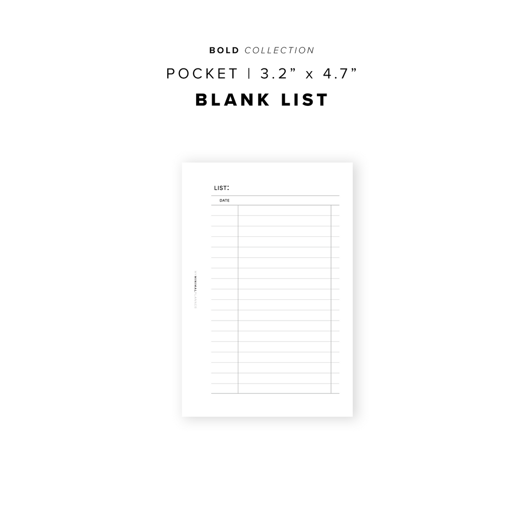 PR202 - Blank List - Printable Insert – My Minimal Planner
