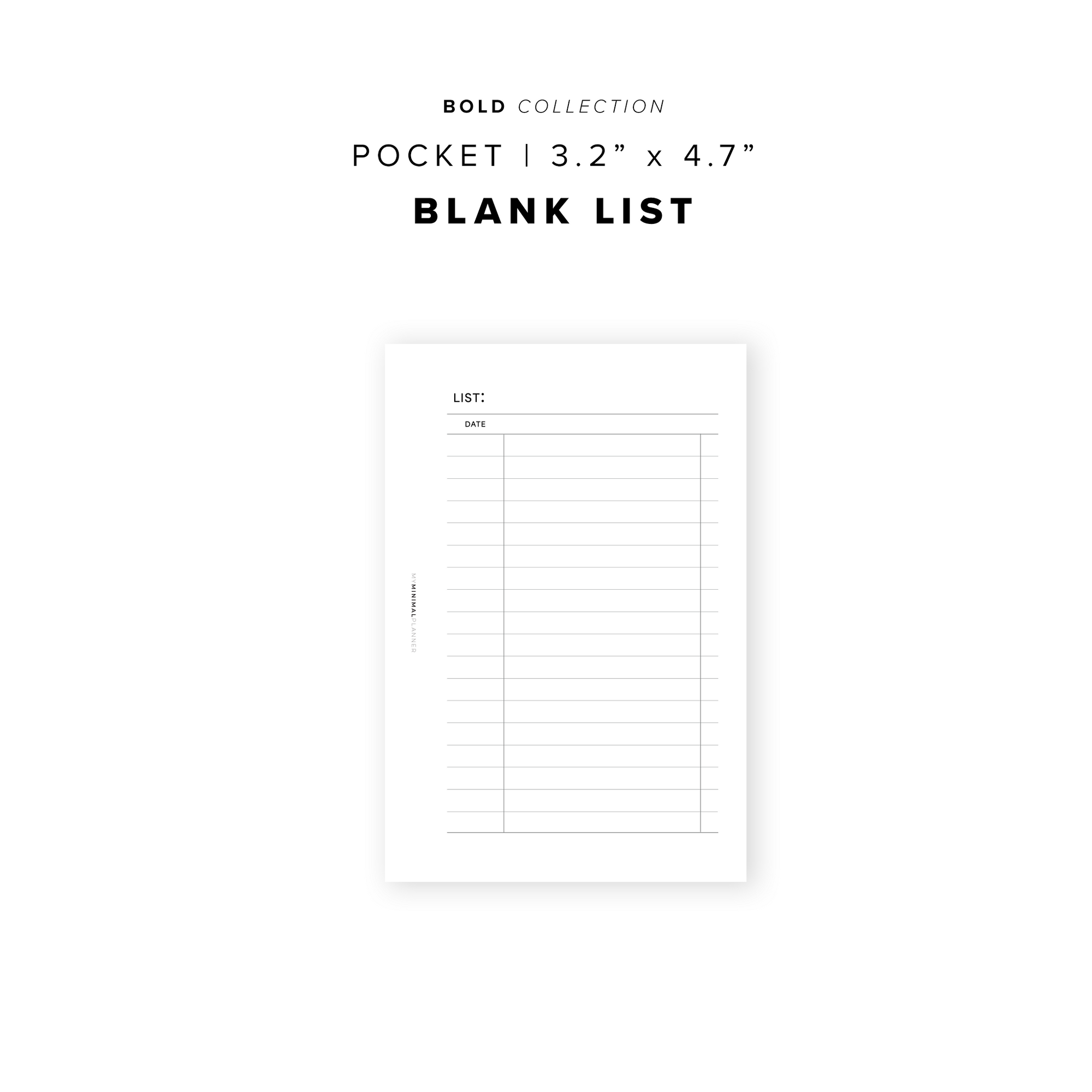 PR202 - Blank List - Printable Insert