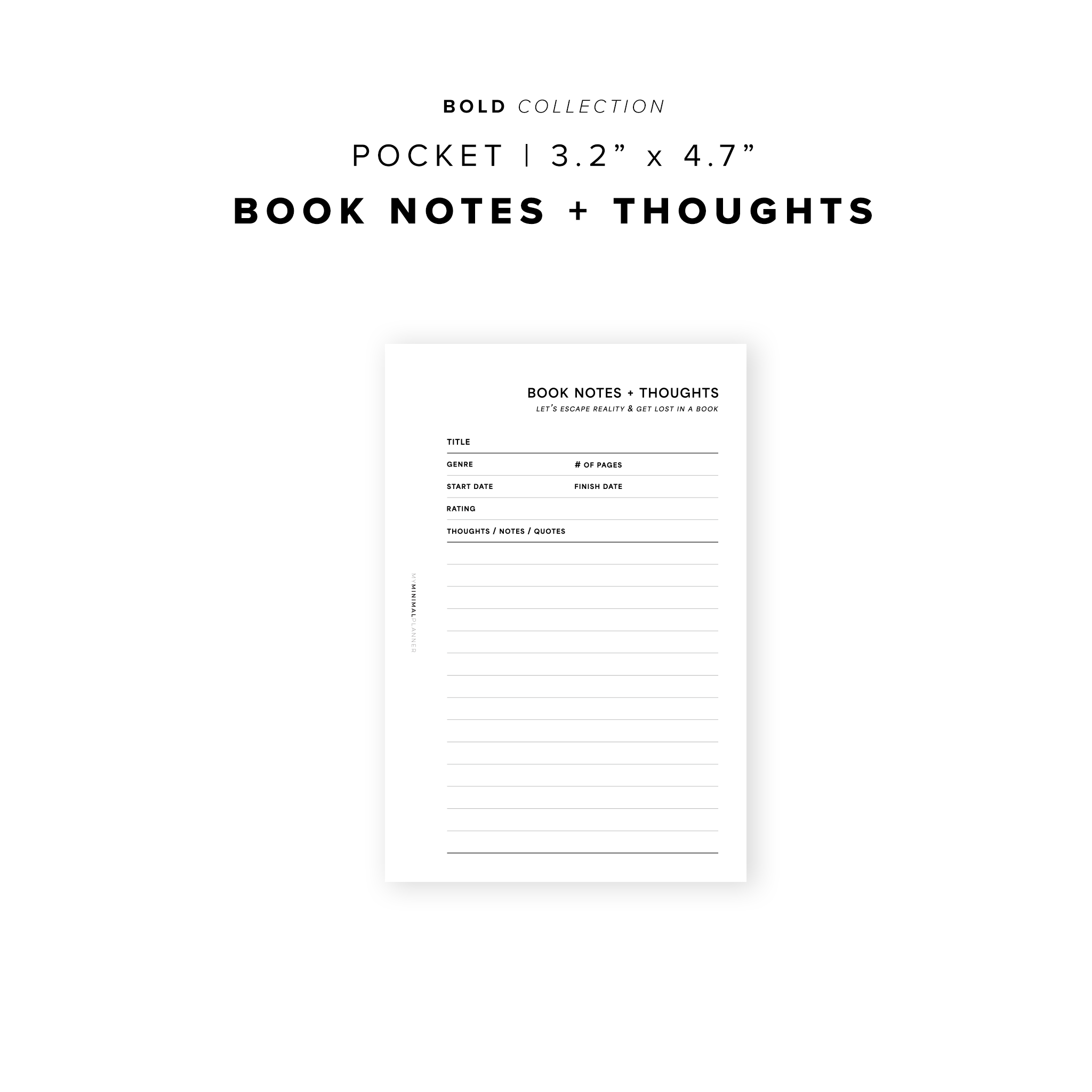 PR195 - Book Notes + Thoughts - Printable Insert – My Minimal Planner