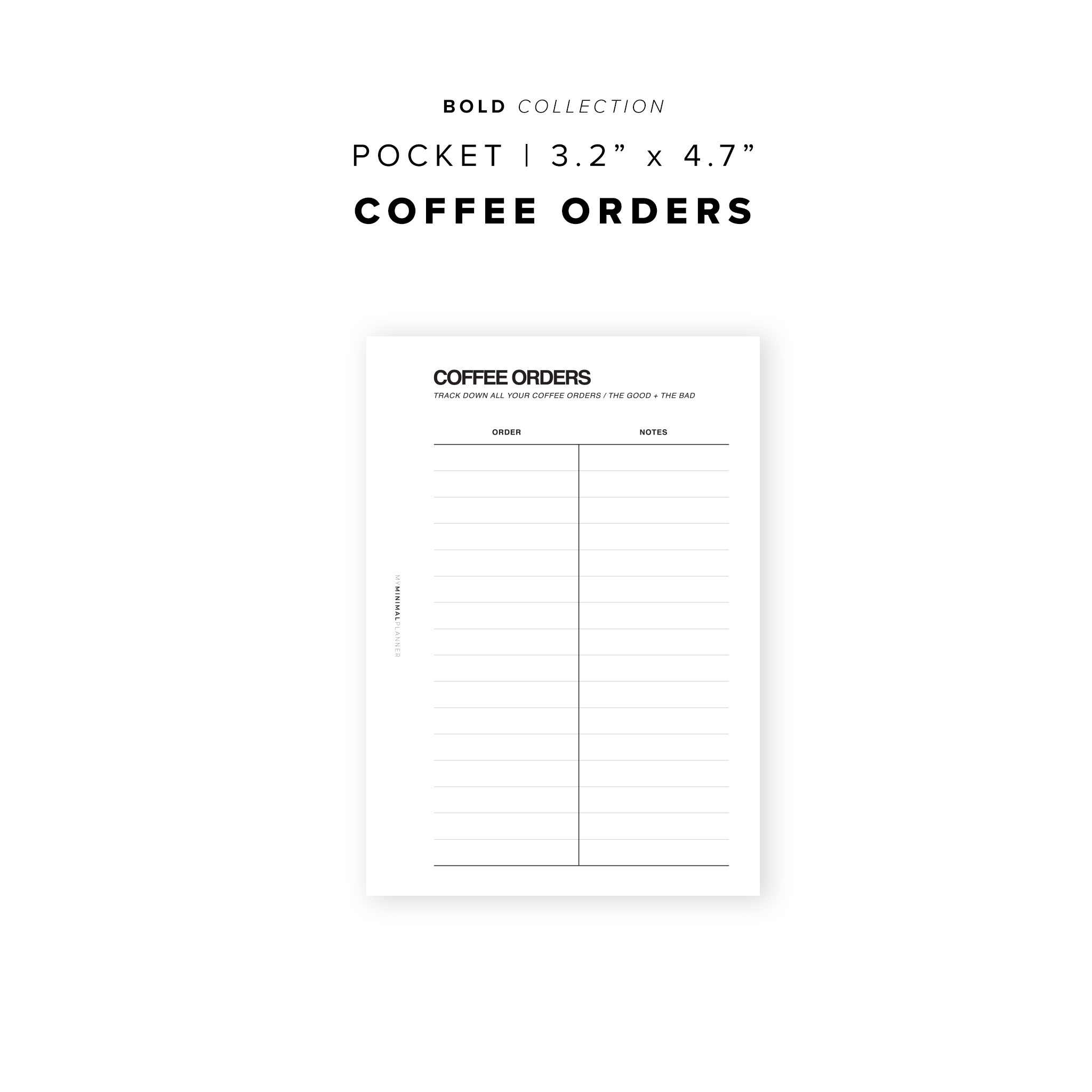 PR99 - Coffee Orders - Printable Insert