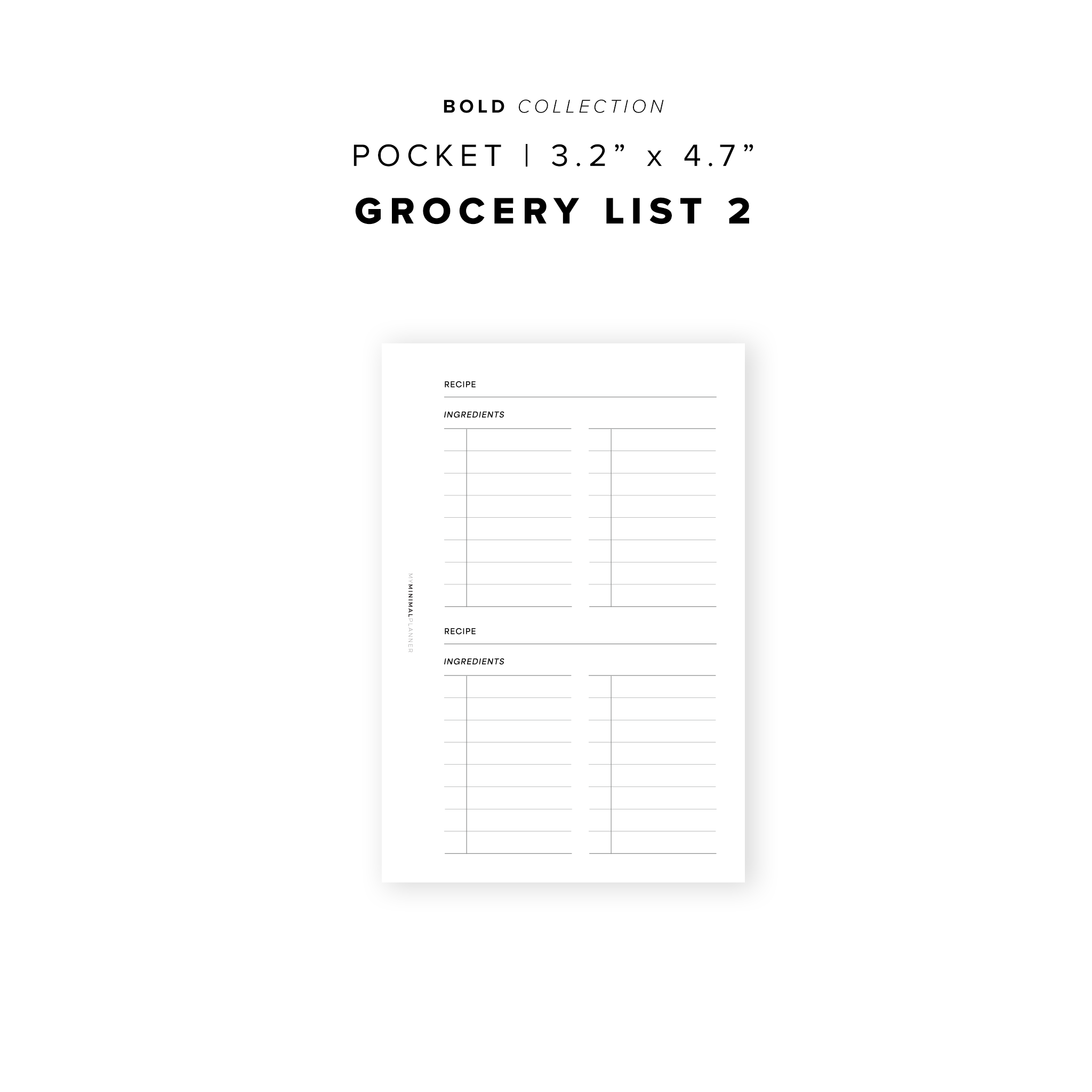 PR187 - Grocery List 2 - Printable Insert