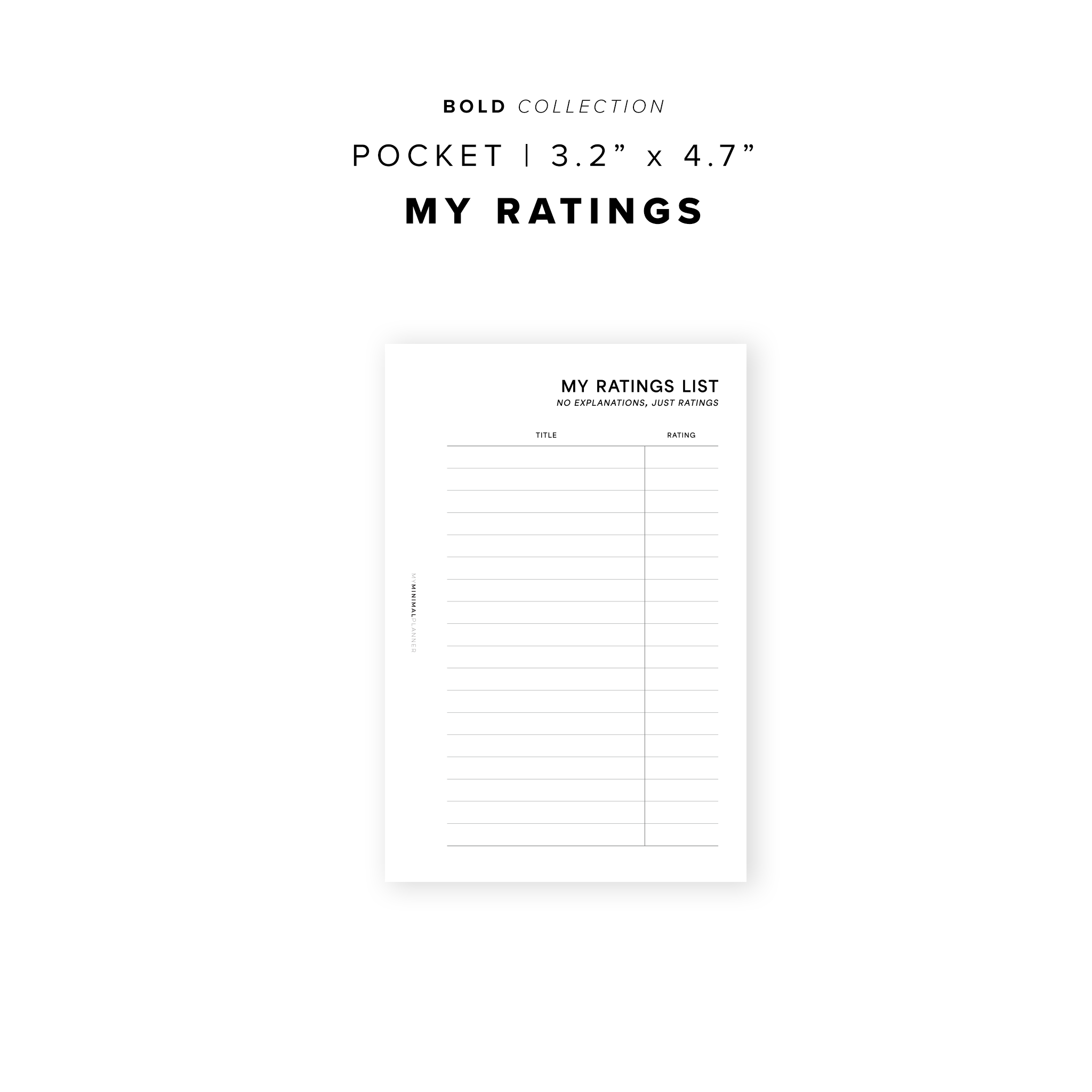 PR188 - My Ratings - Printable Insert