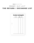 PR168 - The Return Exchange List - Printable Insert