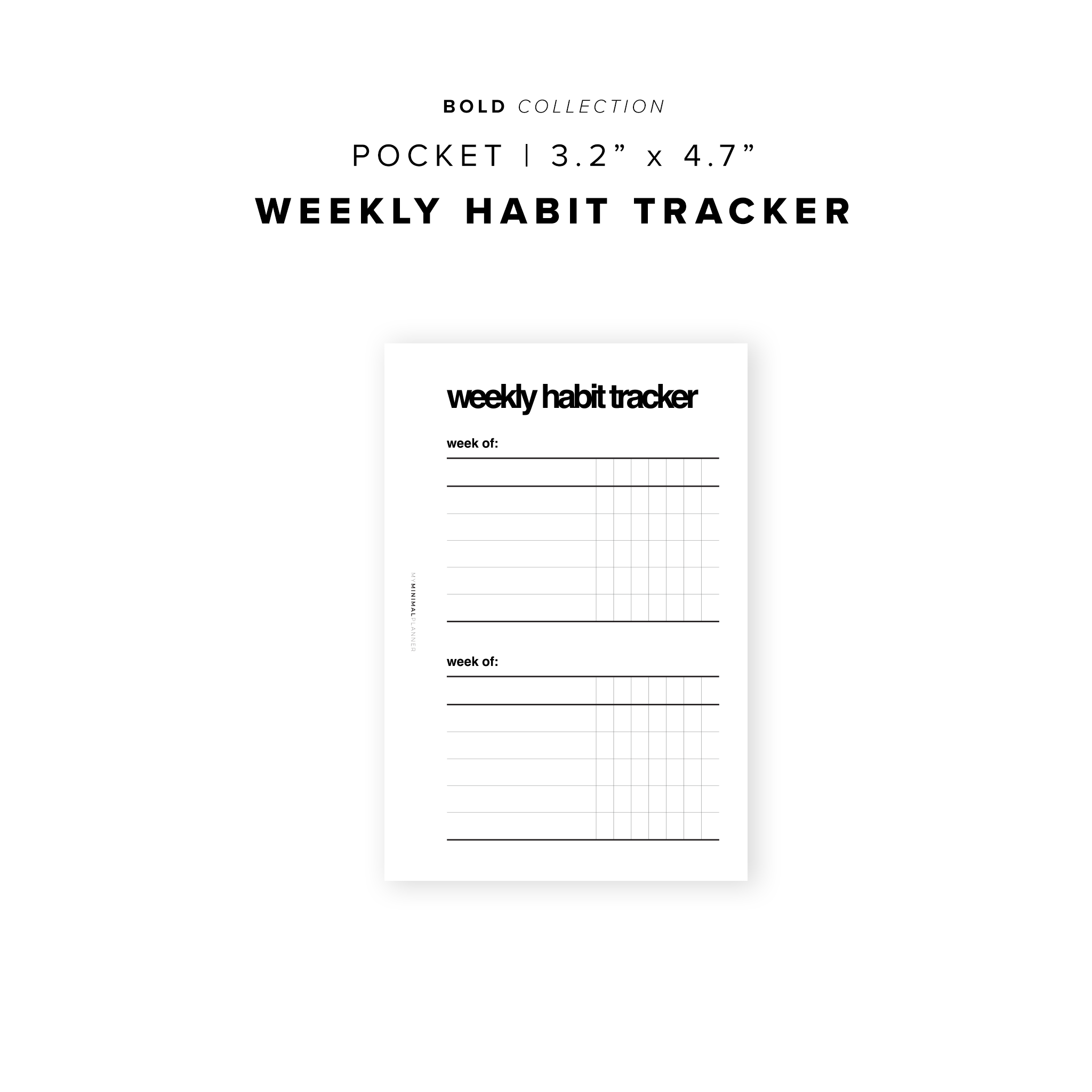 PR182 - Weekly Habit Tracker - Printable Insert