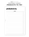 PR148 - Products To Try - Printable Insert