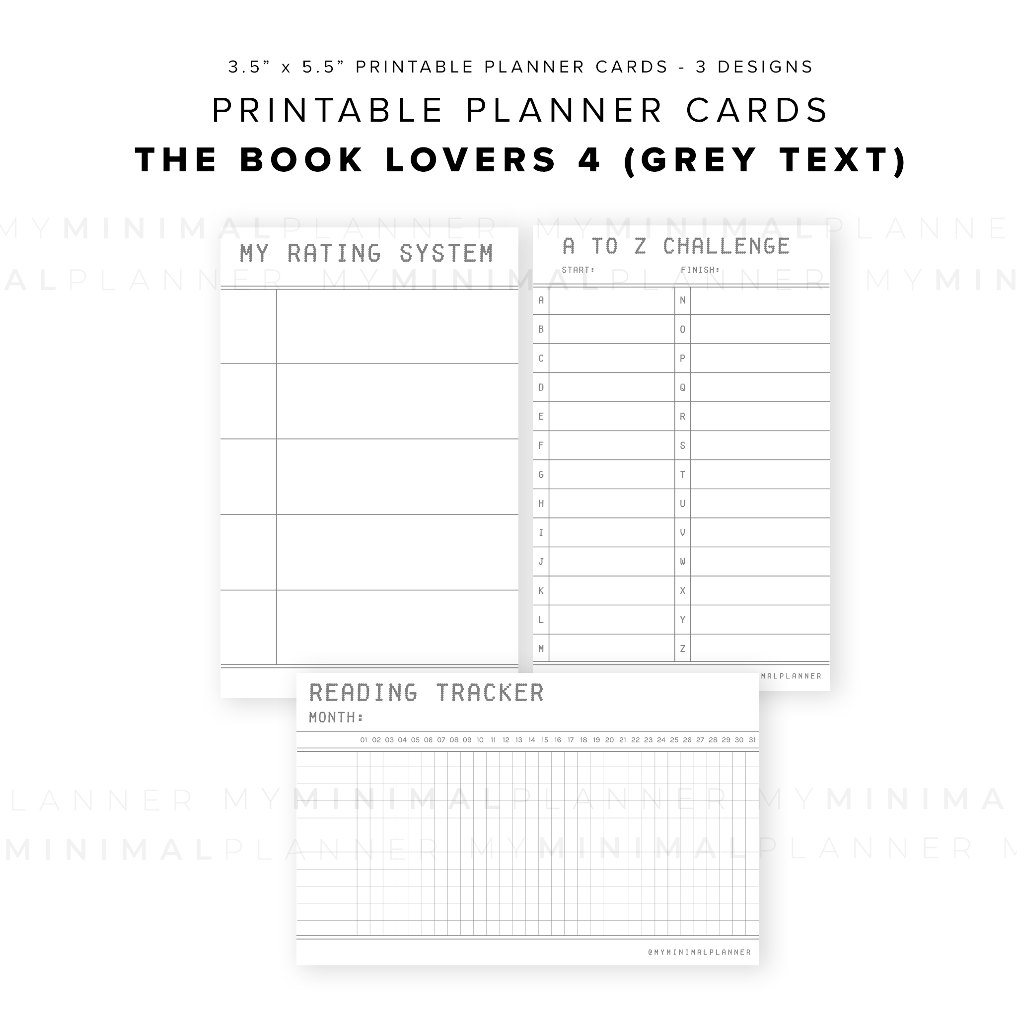 PPC12 - The Book Lovers 4 - Printable Planner Cards