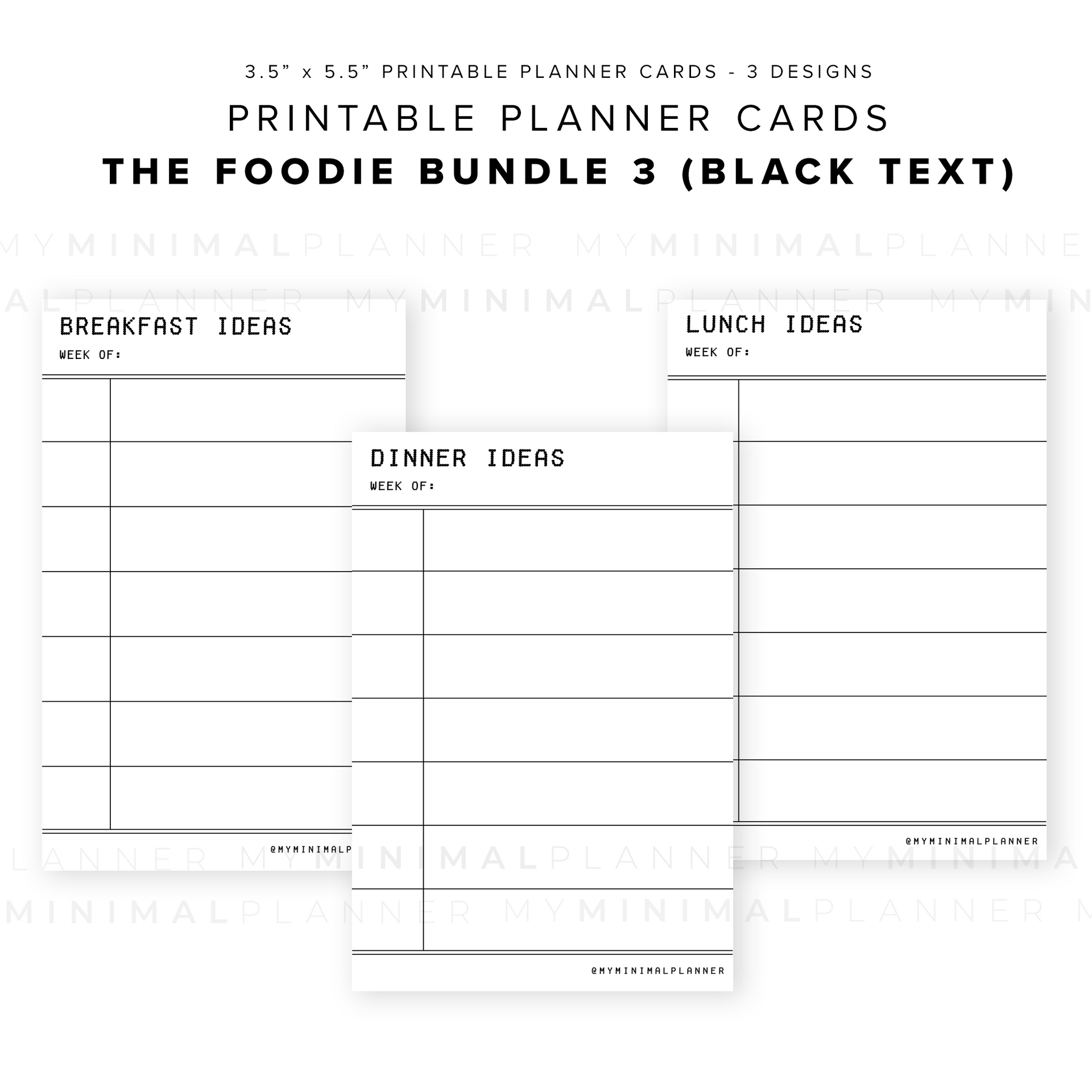 PPC19 - The Foodie Bundle 3 - Printable Planner Cards – My Minimal Planner