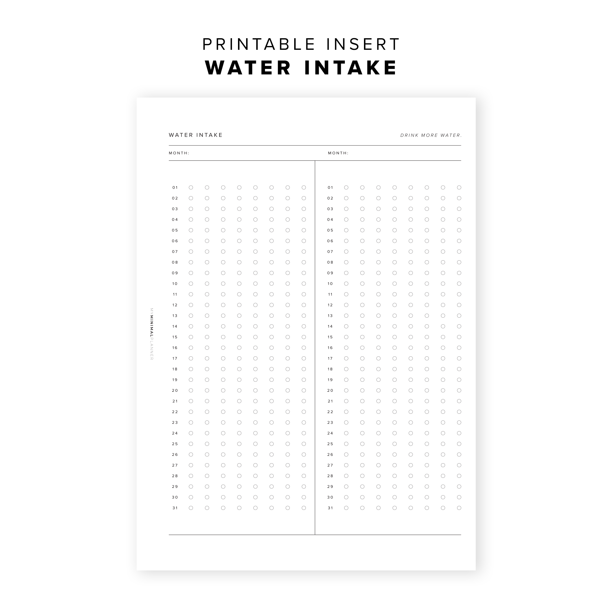 PR24 - Water Intake Tracker - Printable Insert