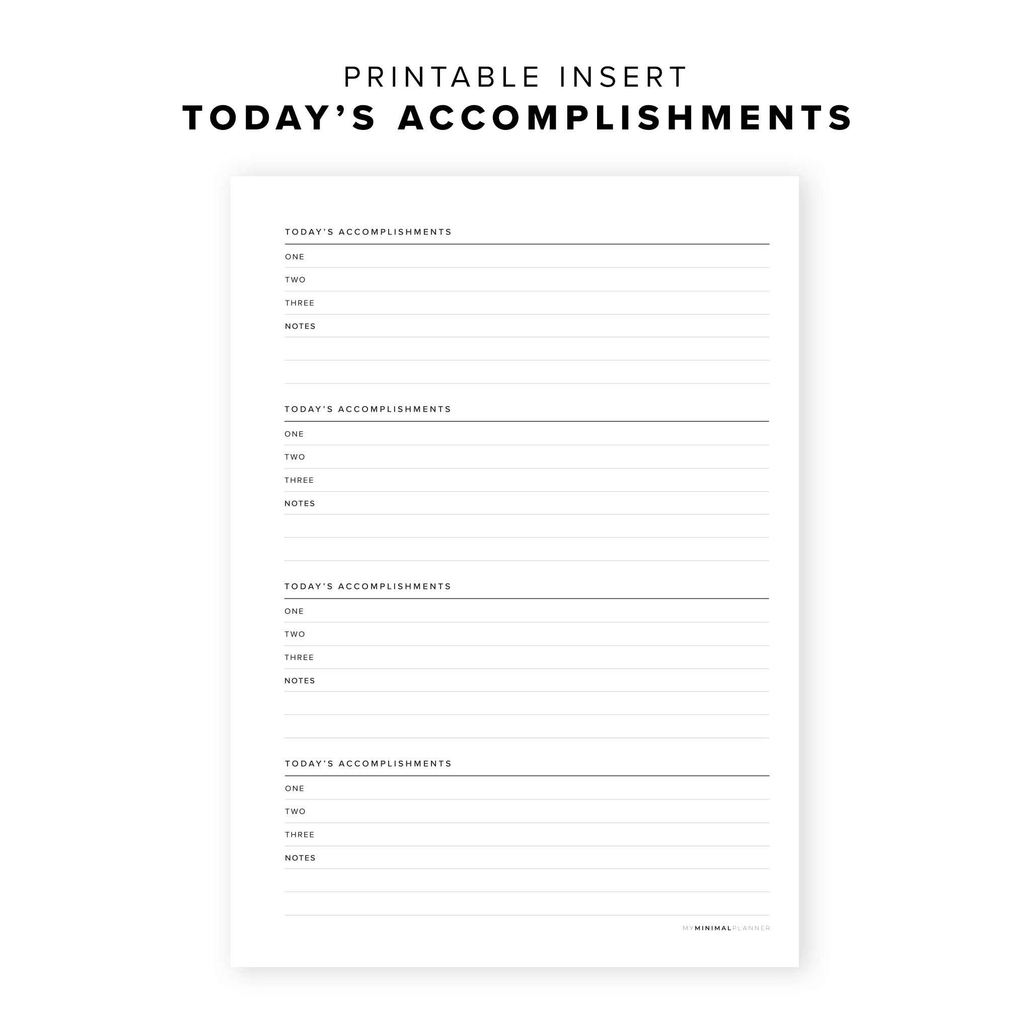 PR23 - Today&#39;s Accomplishments - Printable Insert