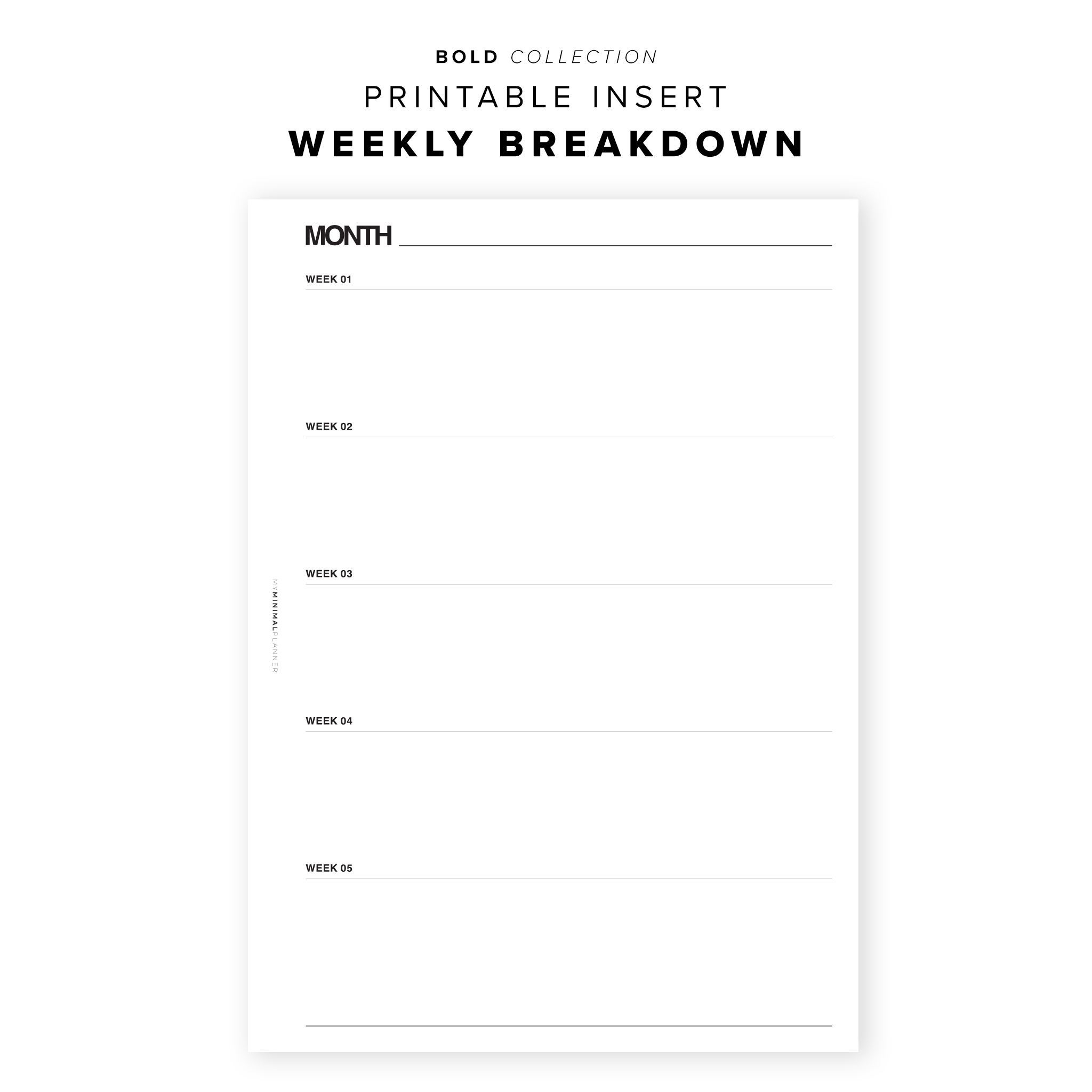PR88 - Weekly Breakdown - Printable Insert