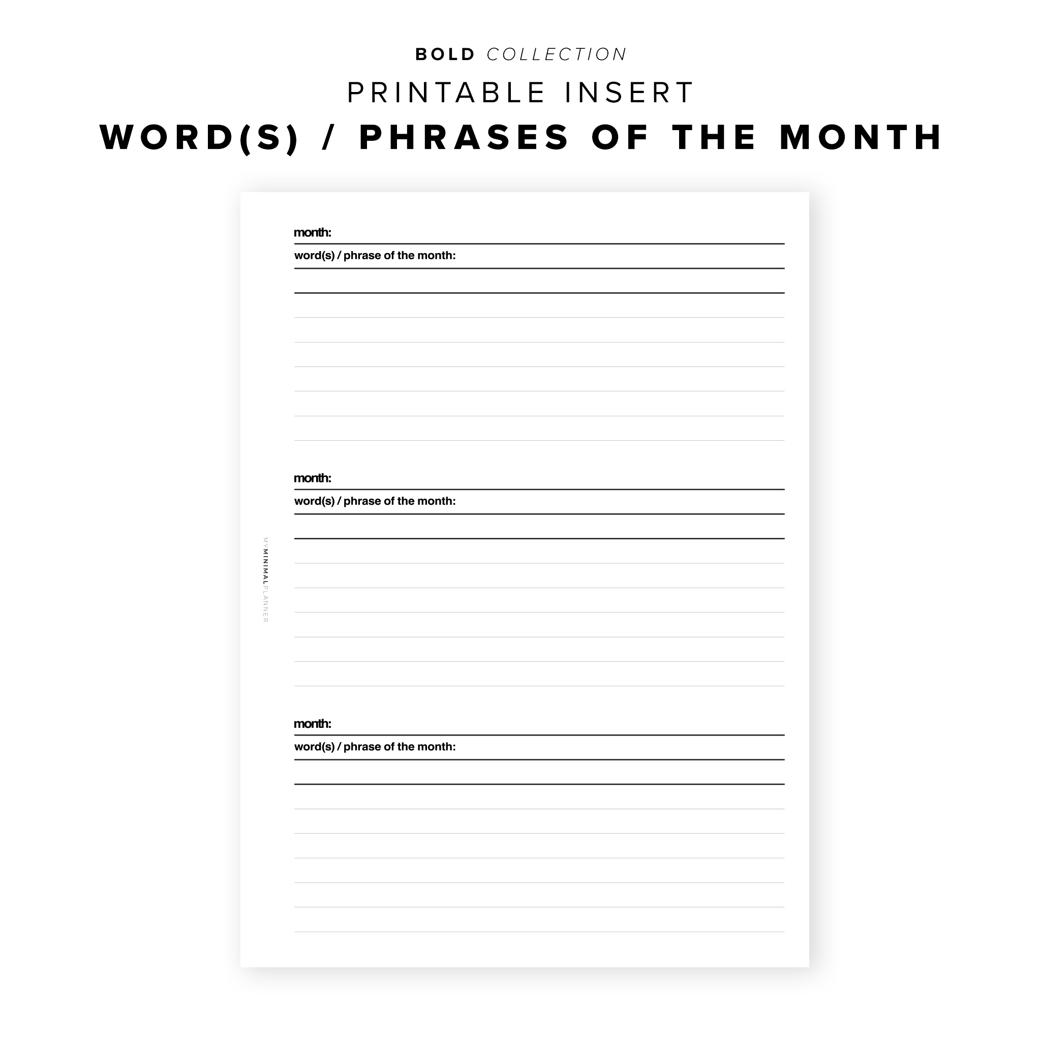 PR173 - Word of the Month - Printable Insert