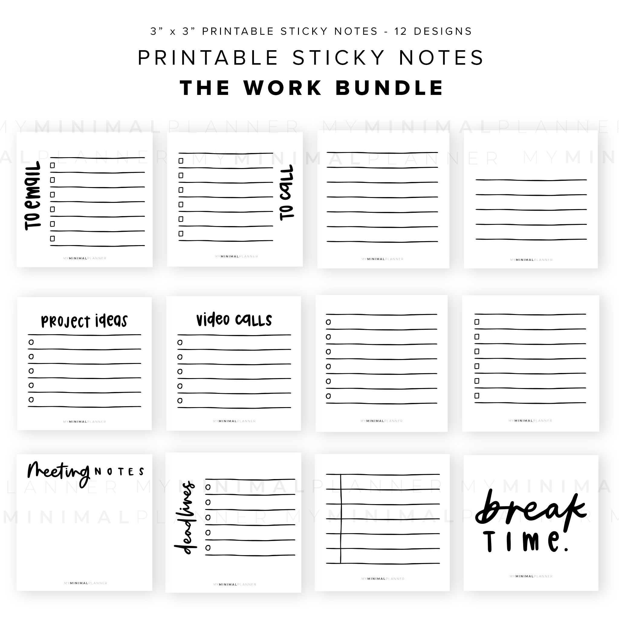 PSN01 - The Work Bundle - Printable Sticky Notes