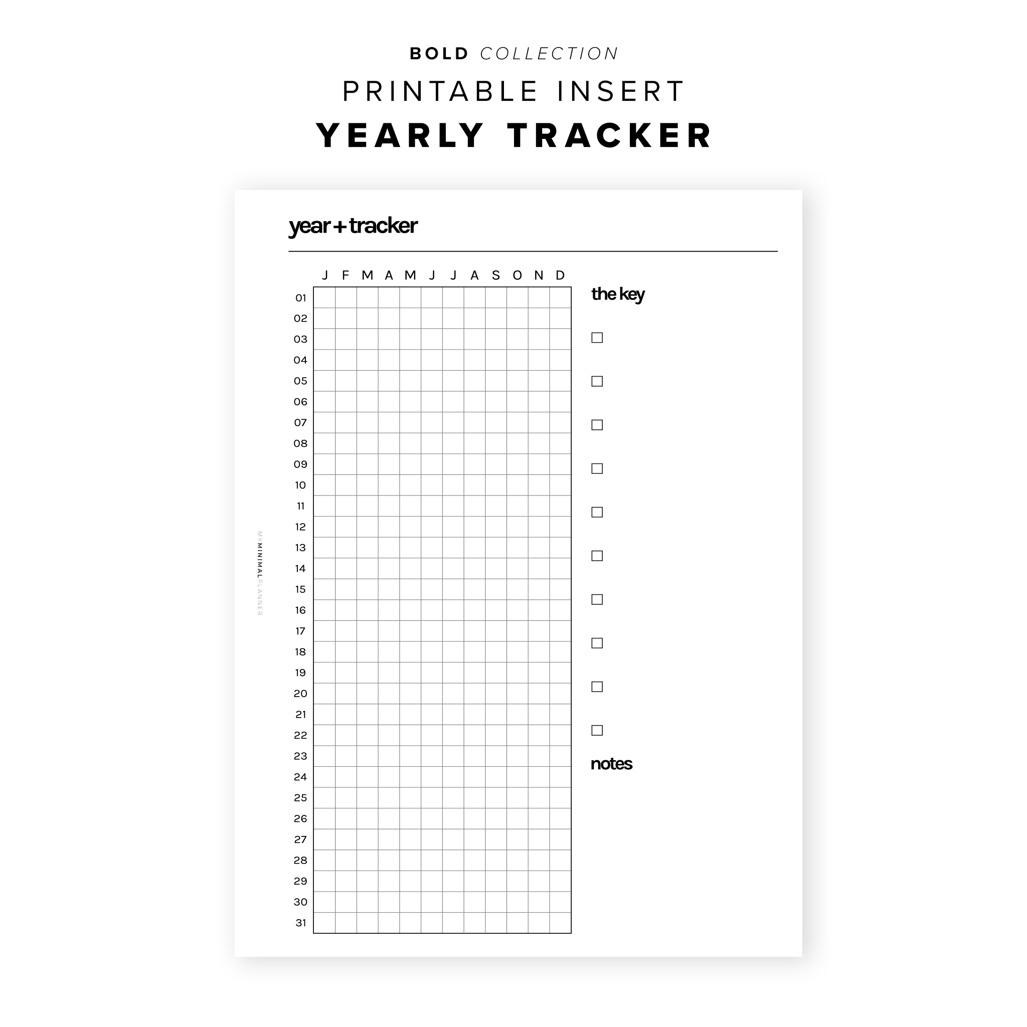 PR169 - Yearly Tracker - Printable Insert – My Minimal Planner