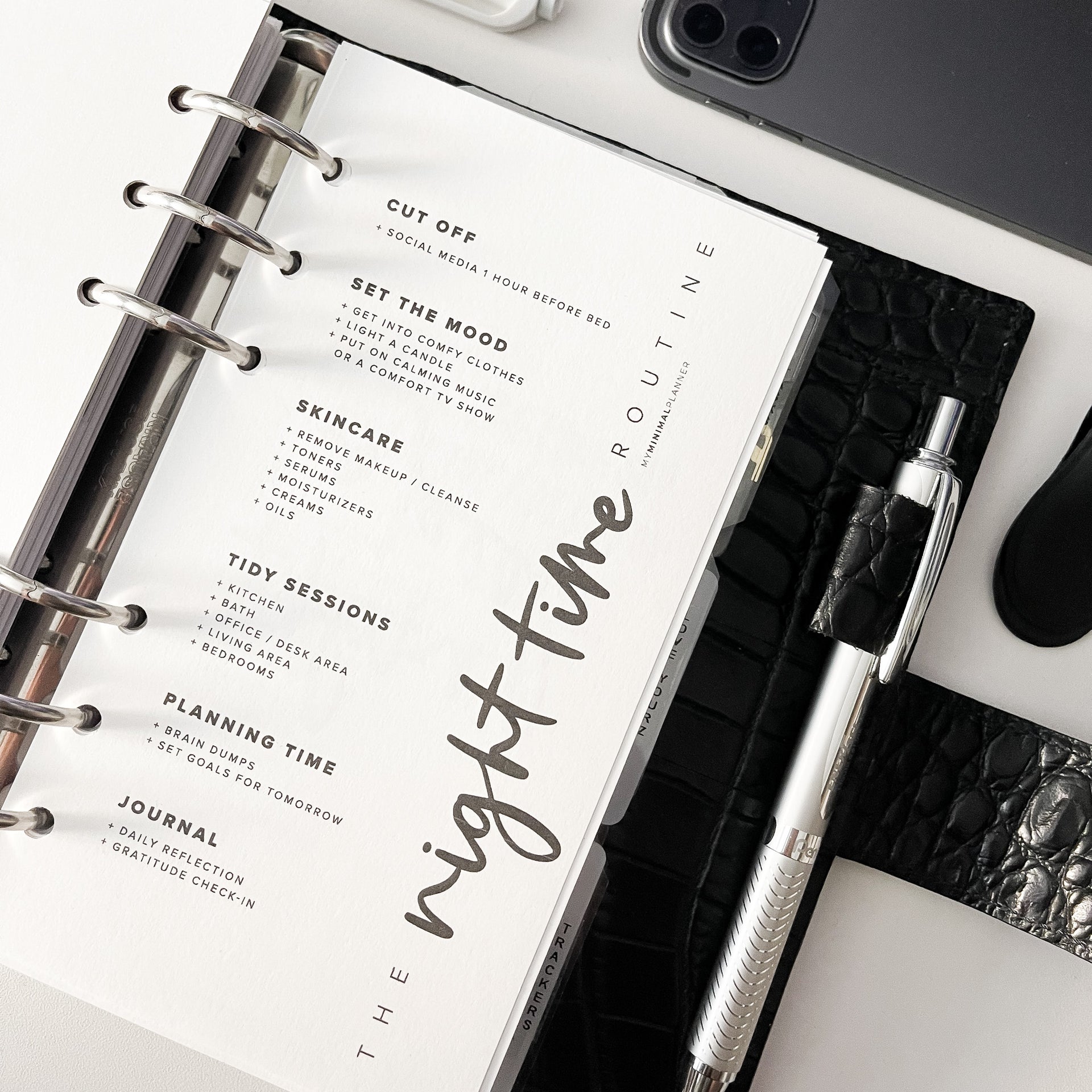 PRD63 - The Night Time Routine - Printable Dashboard β My Minimal Planner